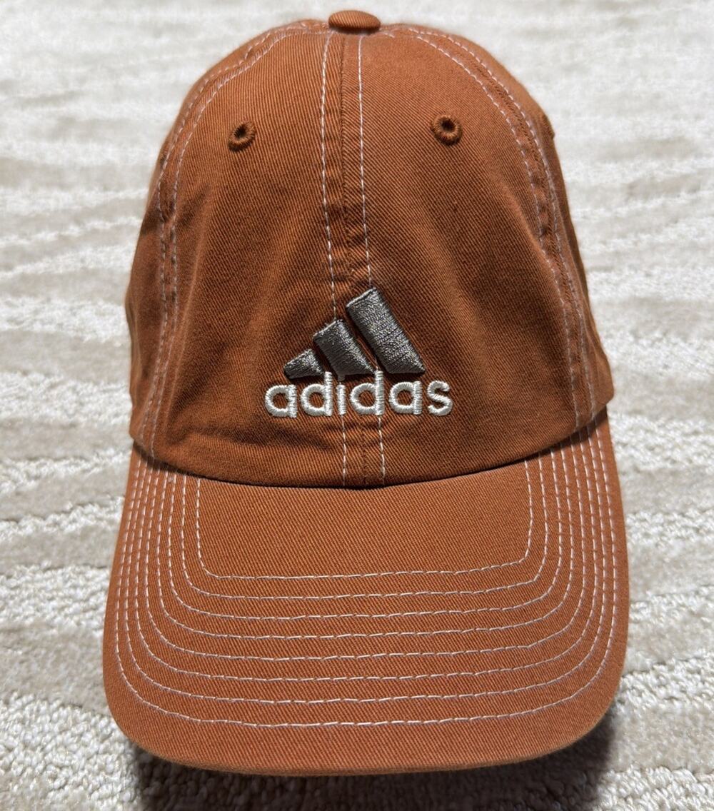 Adidas Hat Cap Strap Back Mens One Size Orange Embroidered Baseball Dad Sports